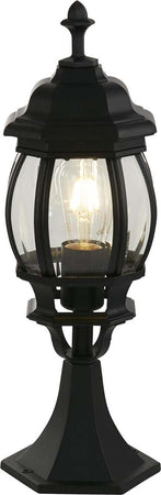 Paletto-Da-Esterno-Rustico-Country-Bel-Aire-Alluminio-Nero-Vetro-1-Luce-E27