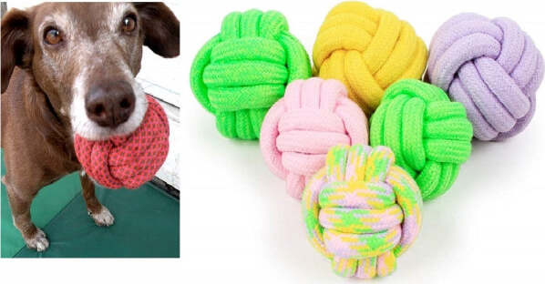 Palla-In-Corda-Gioco-10cm-In-Tessuto-Per-Cane-Denti-Masticare-Lanciatore-Parco-Dog