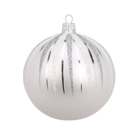 Palline per albero di Natale, in Vetro, color argento, con glitter, 100 mm, 6 pezzi