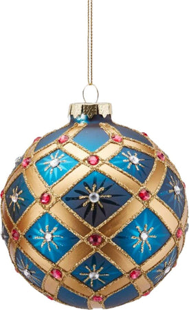 Pallina di Natale con decorazione a rombi, in vetro da Ø 10 cm Casa e cucina/Decorazioni per interni/Addobbi e decorazioni per ricorrenze/Decorazioni natalizie/Addobbi e decorazioni/Palle e palline MagiediNatale.it - Altamura, Commerciovirtuoso.it