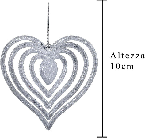 Pallina per albero di Natale a forma di cuore in plastica color Argento Glitter da 10 cm Casa e cucina/Decorazioni per interni/Addobbi e decorazioni per ricorrenze/Decorazioni natalizie/Addobbi e decorazioni/Palle e palline MagiediNatale.it - Altamura, Commerciovirtuoso.it