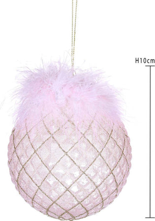 Pallina per albero di Natale in vetro con piume color Rosa da 10 cm Casa e cucina/Decorazioni per interni/Addobbi e decorazioni per ricorrenze/Decorazioni natalizie/Addobbi e decorazioni/Palle e palline MagiediNatale.it - Altamura, Commerciovirtuoso.it