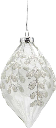 Pallina per albero di Natale in vetro decorata con Foglie pendaglio decorativo bianco Casa e cucina/Decorazioni per interni/Addobbi e decorazioni per ricorrenze/Decorazioni natalizie/Addobbi e decorazioni/Palle e palline MagiediNatale.it - Altamura, Commerciovirtuoso.it