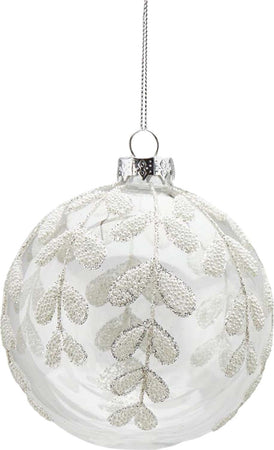 Pallina per albero di Natale in vetro decorata con Foglie pendaglio decorativo bianco Casa e cucina/Decorazioni per interni/Addobbi e decorazioni per ricorrenze/Decorazioni natalizie/Addobbi e decorazioni/Palle e palline MagiediNatale.it - Altamura, Commerciovirtuoso.it
