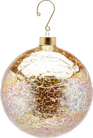 Pallina per albero di Natale in vetro, decorata con microfoglie, color champagne Ø 12 cm Casa e cucina/Decorazioni per interni/Addobbi e decorazioni per ricorrenze/Decorazioni natalizie/Addobbi e decorazioni/Palle e palline MagiediNatale.it - Altamura, Commerciovirtuoso.it