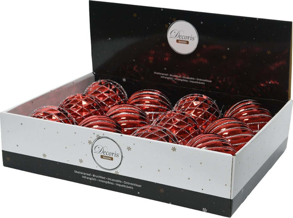 Palline per albero di natale in plastica infrangibile color Rosso Chiaro con strisce Argento da 10 cm, confezione da 12 pezzi Casa e cucina/Decorazioni per interni/Addobbi e decorazioni per ricorrenze/Decorazioni natalizie/Addobbi e decorazioni/Palle e palline MagiediNatale.it - Altamura, Commerciovirtuoso.it