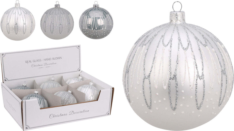 Palline-per-albero-di-Natale,-in-Vetro,-con-glitter-decorativi,-Ø-100-mm,-6-pezzi