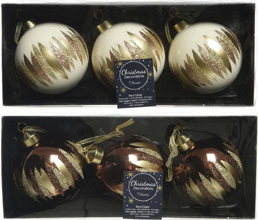 Palline per albero di Natale in vetro decorate da 8 cm, confezione da 3 pezzi Casa e cucina/Decorazioni per interni/Addobbi e decorazioni per ricorrenze/Decorazioni natalizie/Addobbi e decorazioni/Palle e palline MagiediNatale.it - Altamura, Commerciovirtuoso.it