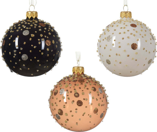 Palline per albero di Natale in vetro decorato rosa, nero e bianco da Ø 8 cm, confezione da 12 pezzi Casa e cucina/Decorazioni per interni/Addobbi e decorazioni per ricorrenze/Decorazioni natalizie/Addobbi e decorazioni/Palle e palline MagiediNatale.it - Altamura, Commerciovirtuoso.it