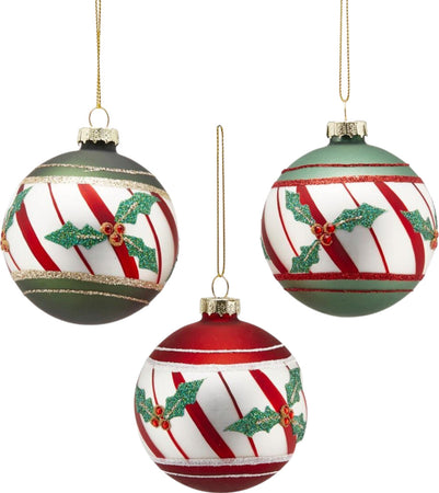 Palline per albero di Natale in vetro, decorazione Agrifoglio, confezione 3 pezzi, Ø 8 cm Casa e cucina/Decorazioni per interni/Addobbi e decorazioni per ricorrenze/Decorazioni natalizie/Addobbi e decorazioni/Palle e palline MagiediNatale.it - Altamura, Commerciovirtuoso.it