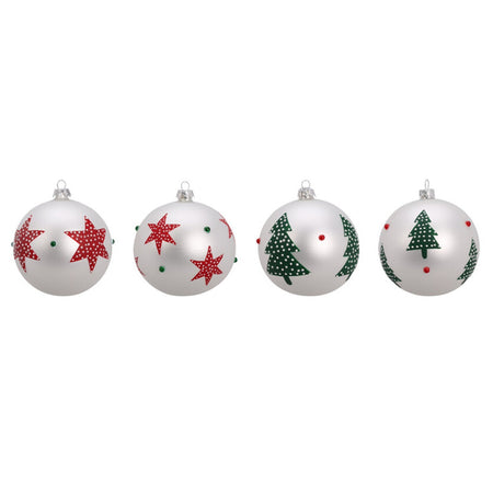 Palline per albero di Natale, in Vetro, con decorazioni, Ø 80 mm, 12 pezzi