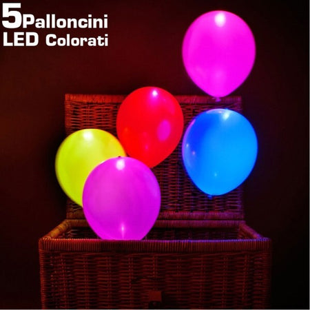 Palloncini-Luminosi-Led-Colori-Assortiti-Confezione-5-Pezzi-30-Cm-Eventi-Party
