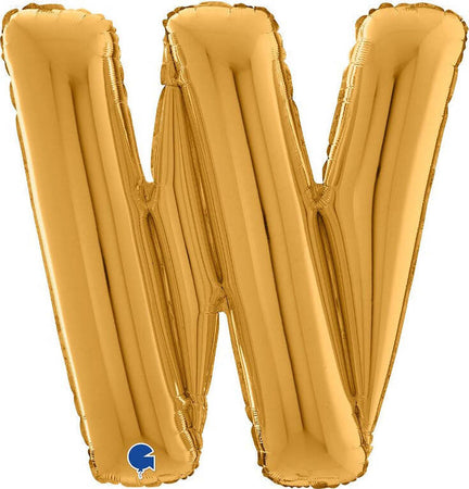 Palloncino-Mylar-26''-(65CM)-Lettera-W-Gold-(Oro)-Grabo-Srl-(Palloncini-Mylar)
