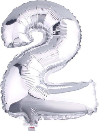 Palloncino-Numero-2-Gonfiabile-Elio-Argento-35-Cm-Compleanno-Festa-Party-Casa