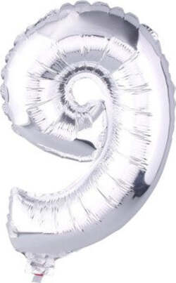 Palloncino-Numero-9-Gonfiabile-Elio-Argento-35-Cm-Compleanno-Festa-Party-Casa