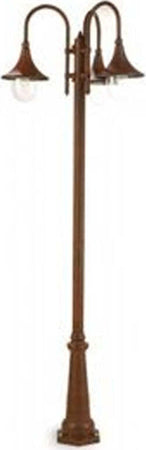 Palo-Da-Esterno-H230Cm-Lampara-Alluminio-E-Termoplastica-Ruggine-3-Luci-E27