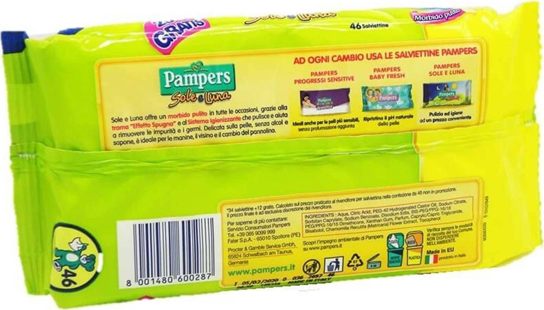 PAMPERS Sole & Luna Salviettine Igienizzanti 46 pezzi Salviette Baby Igienizzanti Con Camomilla Salviettine Sanitaria Gioia del Bimbo - Villa San Giovanni, Commerciovirtuoso.it