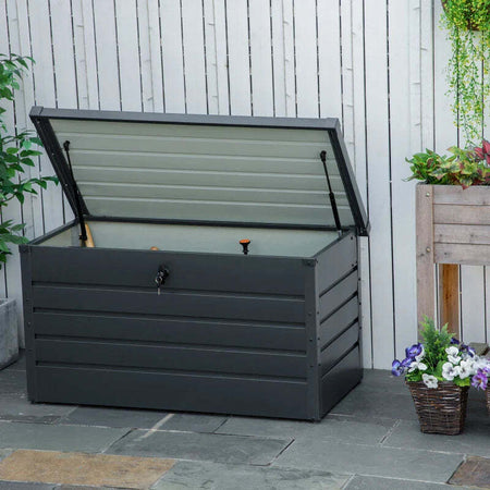 Panca-Baule-Contenitore-da-Giardino-con-Chiave,-Cassapanca-Moderna-in-Acciaio,-Grigio,-120x62x62cm-84B-459V01