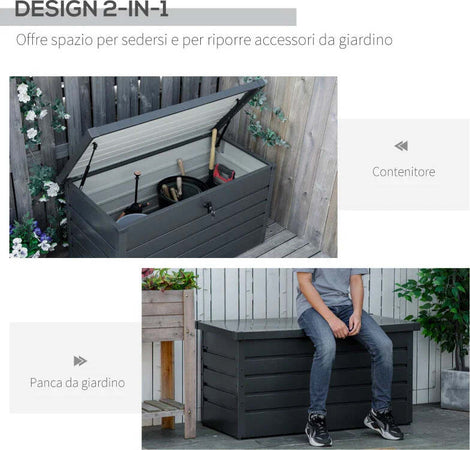 Panca-Baule-Contenitore-da-Giardino-con-Chiave,-Cassapanca-Moderna-in-Acciaio,-Grigio,-120x62x62cm-84B-459V01