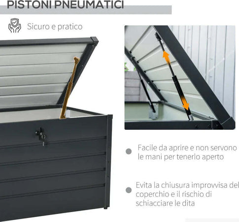 Panca-Baule-Contenitore-da-Giardino-con-Chiave,-Cassapanca-Moderna-in-Acciaio,-Grigio,-120x62x62cm-84B-459V01