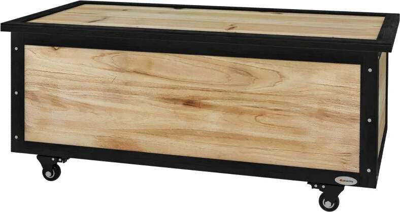 Panca-Contenitore-da-121L-con-4-Rotelle-e-Maniglie-in-Legno-e-Acciaio,-100x50x43cm,-Colore-Legno-84G-322V00ND
