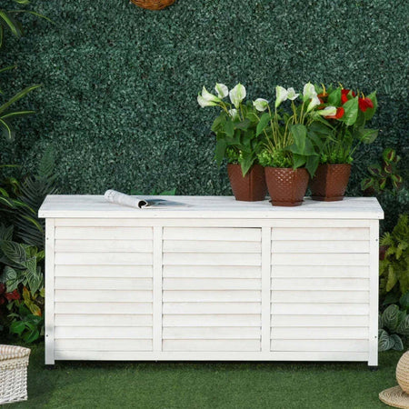 Panca-Contenitore-in-Legno-di-Abete,-Cassapanca-da-Esterno-con-Piedini-Antiscivolo-127x56x60cm,-Bianco-84B-458WT