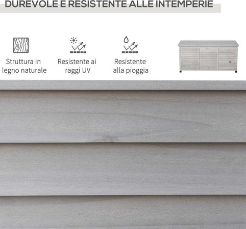 Panca-Contenitore-in-Legno-di-Abete,-Cassapanca-da-Esterno-con-Piedini-Antiscivolo-127x56x60cm,-Grigio-84B-458GY