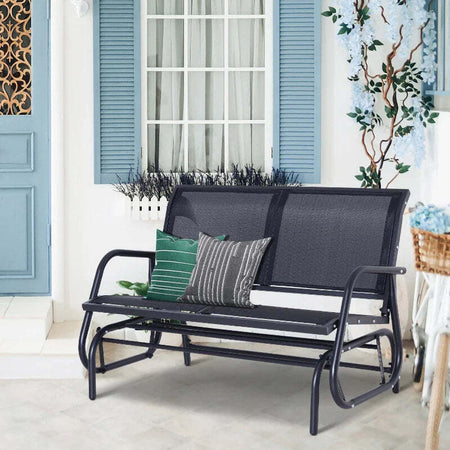 Panchina-a-Dondolo-da-Giardino-a-2-Posti-in-Metallo-e-Tessuto-a-Rete-Traspirante,-120x70x85cm,-Nero-01-0893