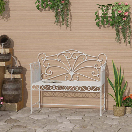 Panchina-da-Esterno-a-2-Posti-,-Panchina-Biposto-da-Giardino-Stile-Romantico-Ferro-113.5-x-50-x-96cm-Bianco-84B-077