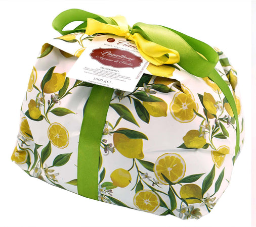 Panettone Artigianale agli Agrumi di Sicilia con Ripieno di Arancia candita e Glassatura con Cioccolato al Mandarino 1.2Kg La Bottega Reale