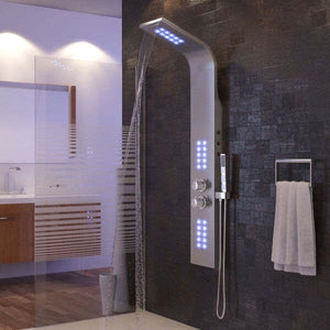 Pannello-Colonna-Doccia-Cascata-Pioggia-Ugelli-Idromassaggio-Soffione-Luci-Led