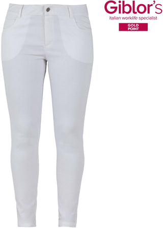 Pantalone Donna Iride Bianco Elasticizzato Pantalone Infermiera Pantalone Estetista Parrucchiera