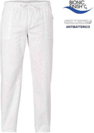 Pantalone Tessuto Antibatterico Bianco No Stiro Pantalone Leggero Medicale