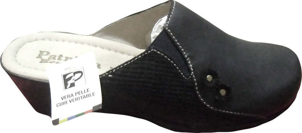 Pantofola Donna in pelle nera/blu calda invenale art. 3407 PATRIZIA ciabatta da donna inverno Pantofola donna L'Orchidea - Siderno, Commerciovirtuoso.it