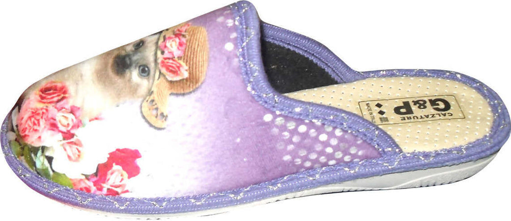 Pantofola Donna invernale G&P con disegno Gatto art. 433 pantofola donna L'Orchidea - Siderno, Commerciovirtuoso.it