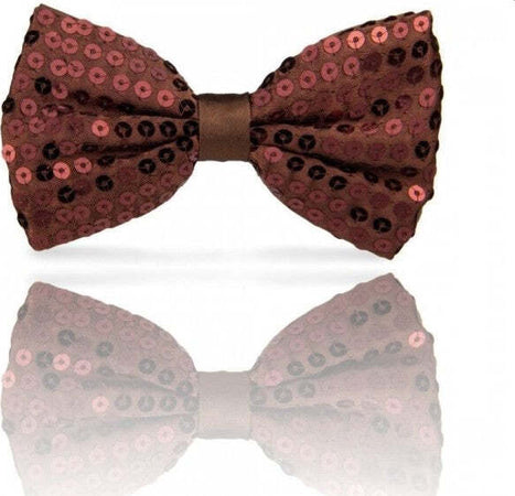 Papillon-Paillettes-Marrone-Teatro-Paillette-Raso-Cravattino-Farfallino-Cravatta