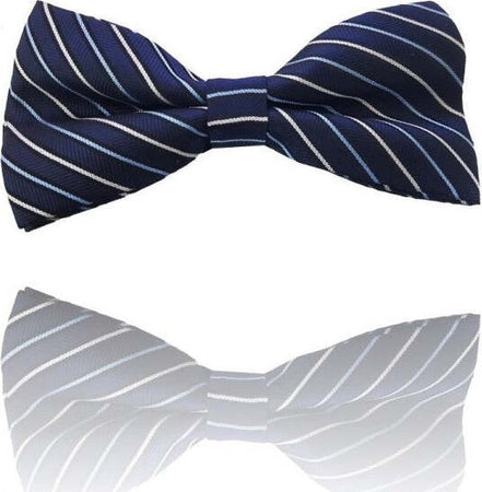 Papillon-Strisce-Blu-Beige-Cravattino-Farfallino-Cravatta-Frack-Papion