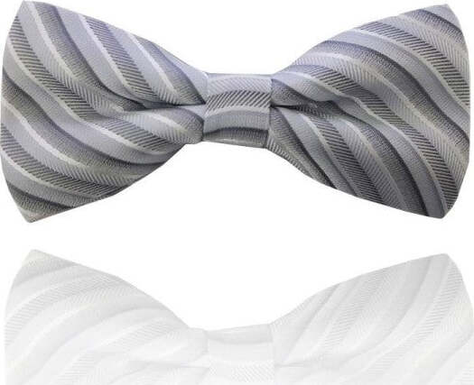 Papillon-Strisce-Grigio-Chiaro-Righe-Cravattino-Farfallino-Cravatta-Frack-Papion