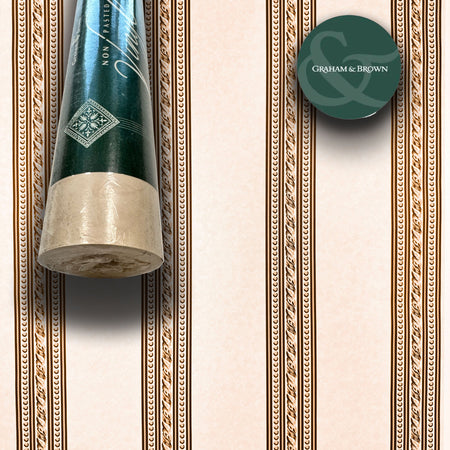 SUPER STOCK €0,56 al mq - Rotolo da 5,2mq (10x0,52mt) di Carta da Parati vinilica Top Quality lavabile RIGHE BEIGE - Eternal Parquet