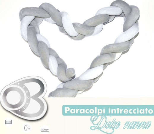 PARACOLPI TRECCIA DOLCE NANNA GRIGIO Casa e cucina/Tessili per la casa/Biancheria per culle e lettini/Biancheria bimbi/Paraurti per letto La Casa Del Bebè - Napoli, Commerciovirtuoso.it