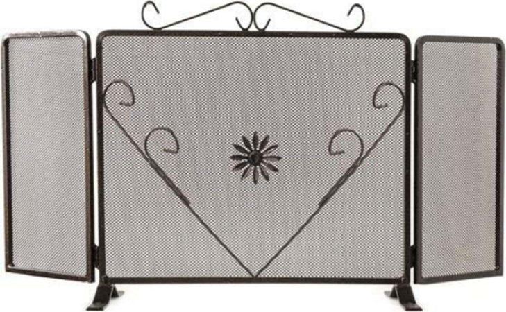 Parascintille per camino a schermo rettangolare in ferro battuto con decorazione Cuore Fai da te/Caminetti e accessori/Accessori per caminetto/Parascintille La Zappa - Altamura, Commerciovirtuoso.it