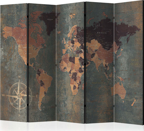 Paravento-Room-divider-–-Map-in-browns-and-greys