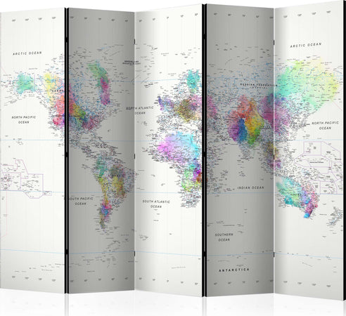Paravento-Room-divider-–-Whitecolorful-world-map