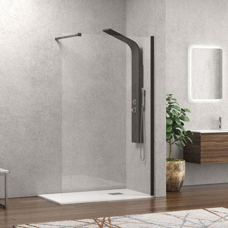 Parete-Doccia-Cristallo-Trasparente-8mm-H200-Walkin-1-Profilo-Nero