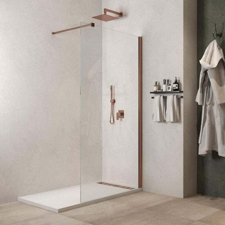 Parete-Doccia-Walkin-Anticalcare-8mm-H200-profilo-Oro-Rosa-Lucido-GARDENIA