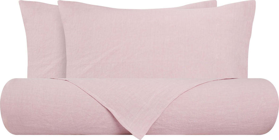 Parure Copripiumino In Puro Lino Stone Washed Rosa Perla Casa e cucina/Tessili per la casa/Biancheria da letto/Copripiumini e set da letto/Set copripiumini e federe Vanita di raso - Sesto San Giovanni, Commerciovirtuoso.it