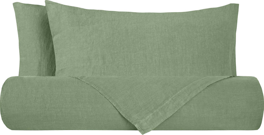 Parure copripiumino in puro lino stone washed VERDE OLIVA Casa e cucina/Tessili per la casa/Biancheria da letto/Copripiumini e set da letto/Set copripiumini e federe Vanita di raso - Sesto San Giovanni, Commerciovirtuoso.it