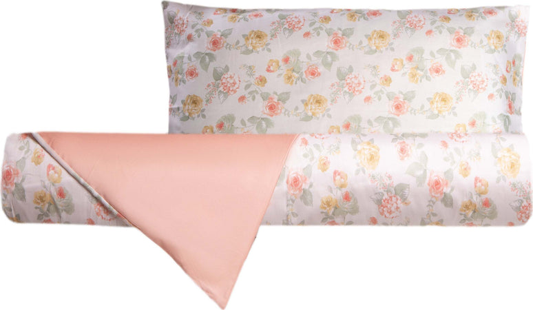 Parure Copripiumino In Raso Di Puro Cotone Romance Pesca / Rosa Completo Letto Fantasia Fiori Made in Italy 100% Raso Casa e cucina/Tessili per la casa/Biancheria da letto/Copripiumini e set da letto/Set copripiumini e federe Vanita di raso - Sesto San Giovanni, Commerciovirtuoso.it