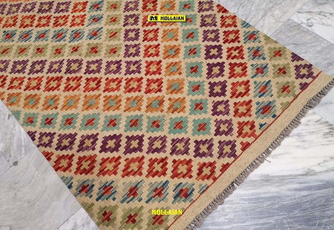 Passatoia Kilim Kaudani Melange 291x79cm Tappeto Runner Lana, Colori Vegetali Melange, Disegno Moderno, Double Face Casa e cucina/Tessili per la casa/Tappeti e tappetini/Tappeti Runner Mollaian Tappeti - Lecce, Commerciovirtuoso.it