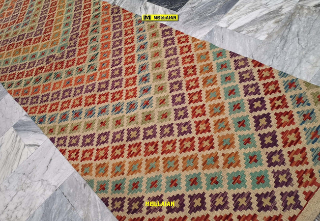 Passatoia Kilim Kaudani Melange 291x79cm Tappeto Runner Lana, Colori Vegetali Melange, Disegno Moderno, Double Face Casa e cucina/Tessili per la casa/Tappeti e tappetini/Tappeti Runner Mollaian Tappeti - Lecce, Commerciovirtuoso.it